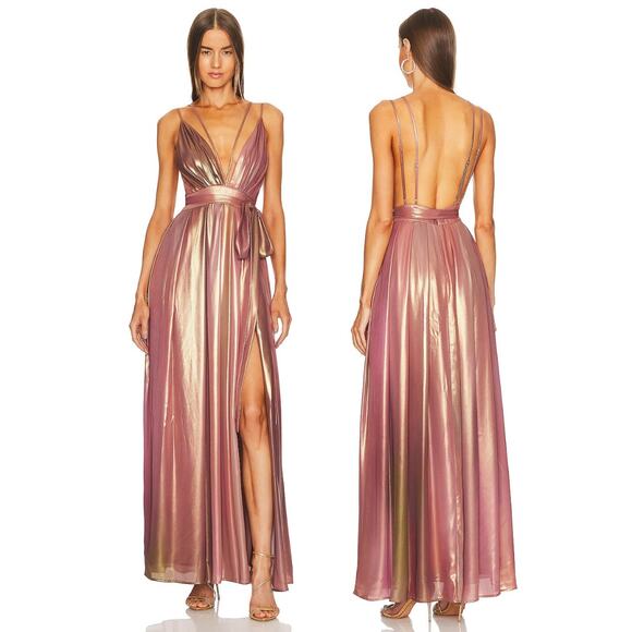 Michael Costello x REVOLVE Avril Maxi Dress Metallic Ombre Formal Party Gala S - Picture 1 of 16
